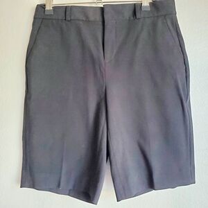 Banana Republic Womens Black Flat Front Relaxed Dress Shorts